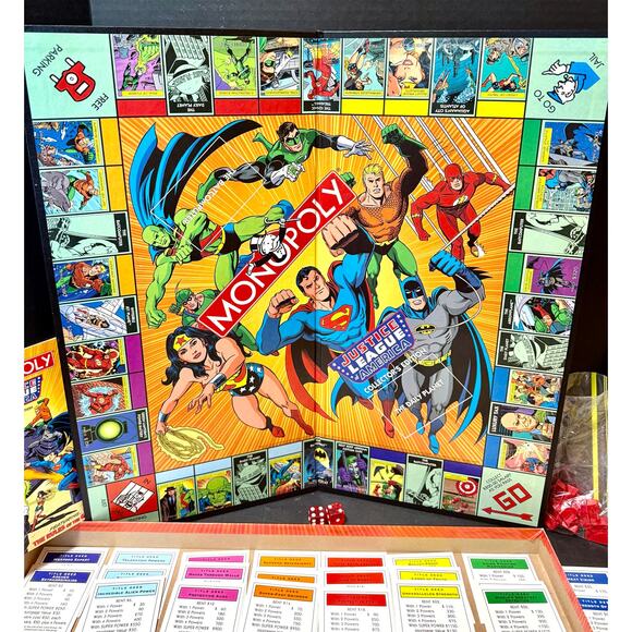 1999 Justice League of America Monopoly Collector’s Edition COMPLETE w/ comic - Picture 3 of 10